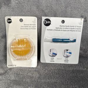 Dritz Machine Needle Inserter & Threader, Beeswax With Holder Lot Sewing